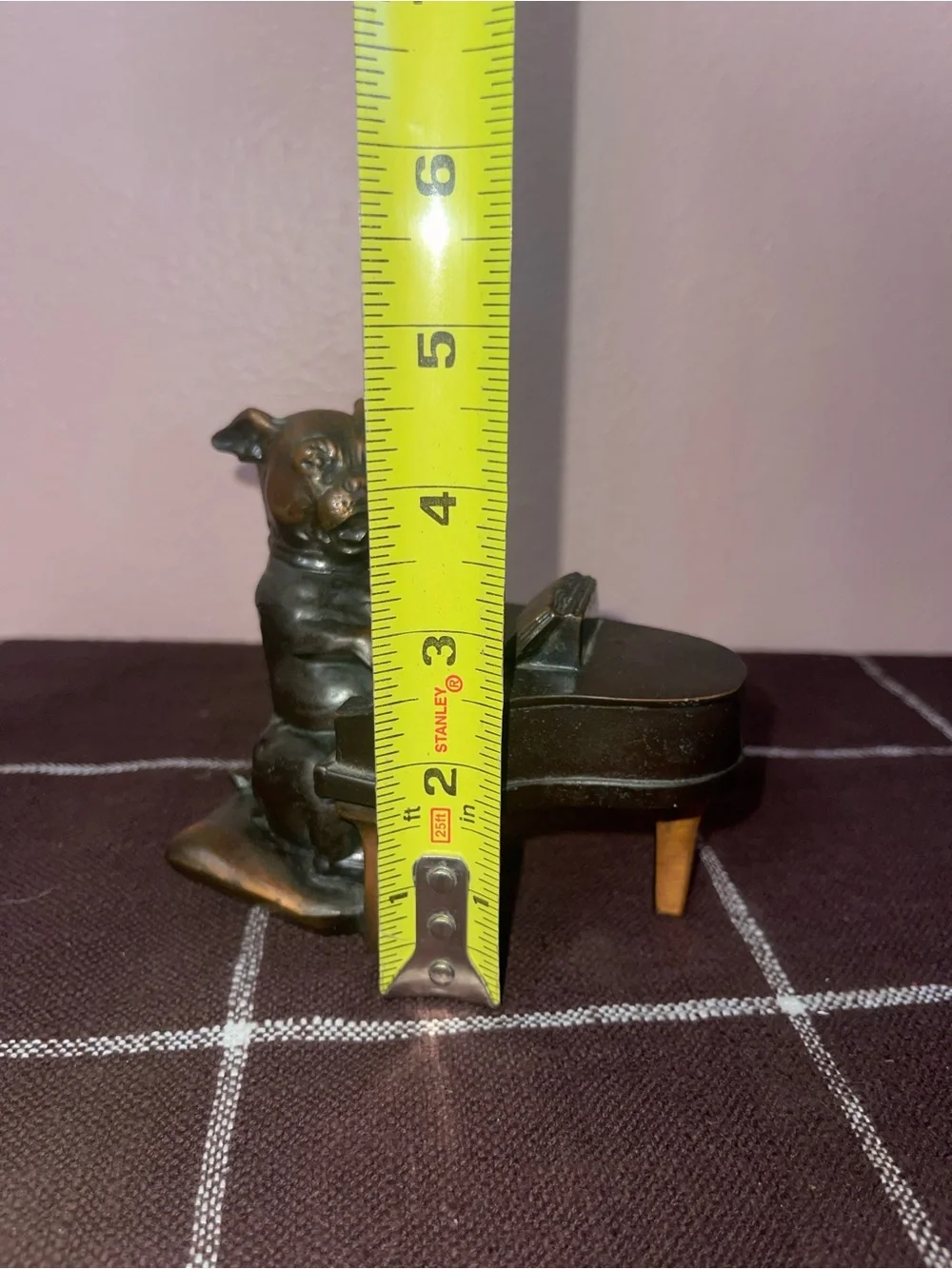 Vintage 1930s Kronheim Oldenbusch Bronze Bulldog Playing Piano Figure
